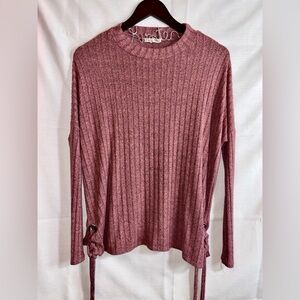 Heart Hips Dusty Rose Ribbed Long Sleeve Top